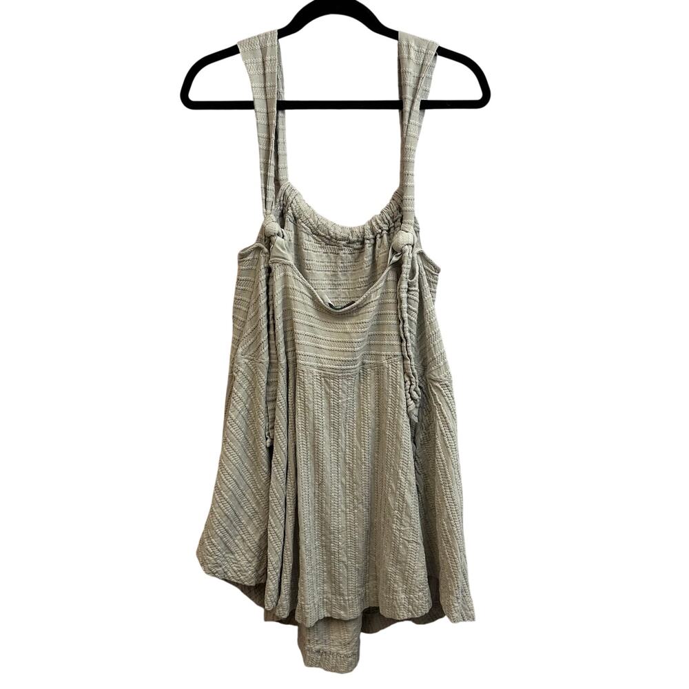 Free People Beach Convertible Mini Dress Gray Seersucker Fabric Women's Large - Picture 4 of 11